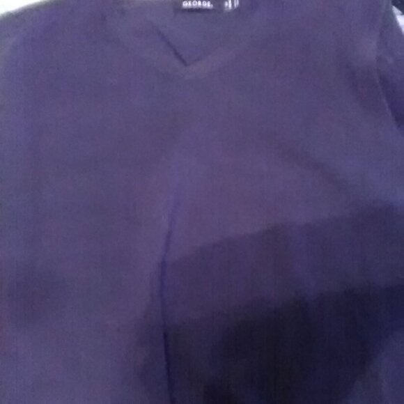 George Charcoal Polyester Pullover V Neck S/S Sweater Large - Picture 1 of 2